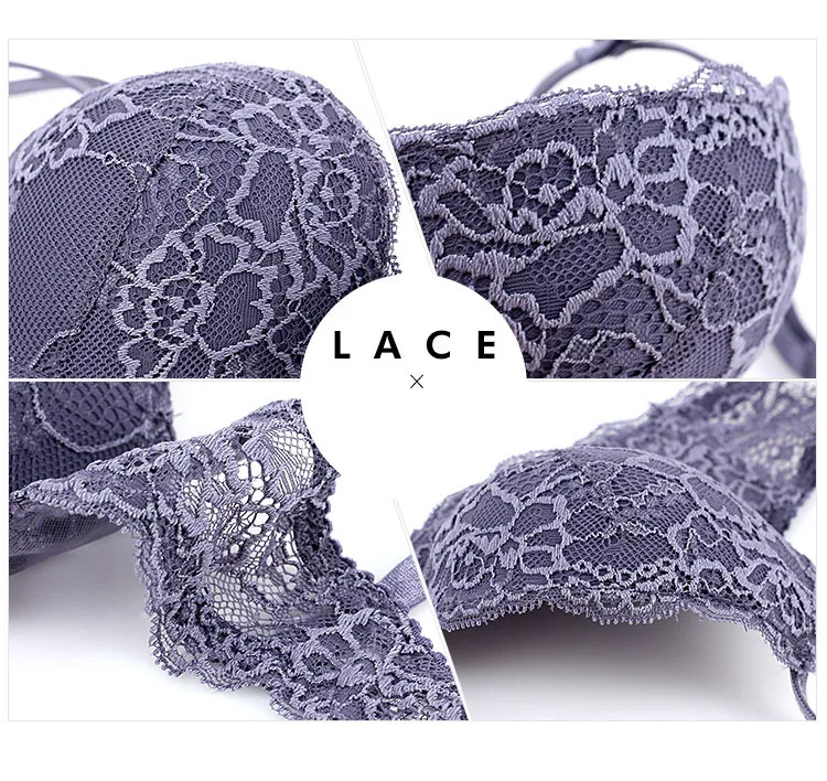CINOON New Top Sexy underwear Set Push-up Bra And Panty Sets Embroidery Lace Brassiere Adjustable Straps Gathered Lingerie