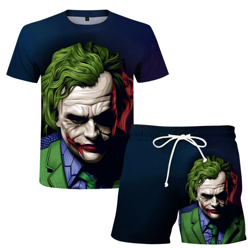 

2021 fashion sportswear men's clothing cartoon digital printed sportswear T-shirt short sleeve + shorts two piece men's street s