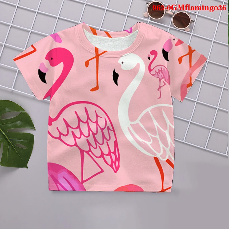 

3D Flamingo T Shirt Kids Toddler Anime 2021 Streetwear Short Sleeve Children's T-Shirt tees Tshirt Children Cloth Tops