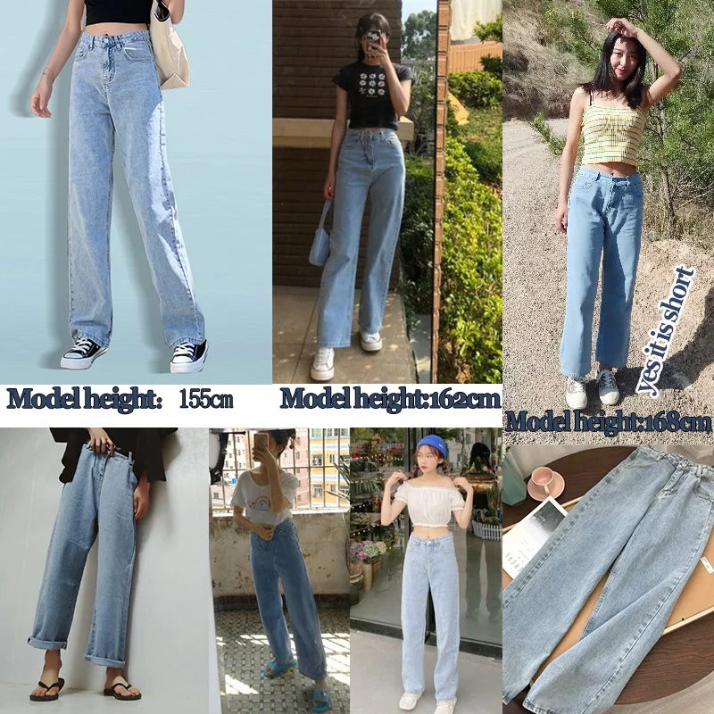 

Women Jeans Pants Leisure Loose High Waist Vintage wide leg jeans Women Jean Korean Style All-match Simple Full-length