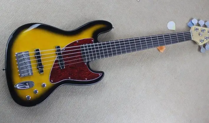 

Free Shipping New Style High Quality Custom Orange color 6 String Jazz Bass Guitar Electric Bass guitar 6.21