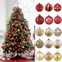 12pcsset 8cm gold red hollow christmas decor ball transparent glitter ball xmas tree ornaments new year household item navidad