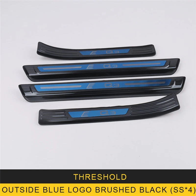 outside black blue GELINIS автомобильный Стайлинг порог порога Накладка защита Добро пожаловать педали наклейки внешние аксессуары для Audi Q3 F3 - Название цвета: outside black blue