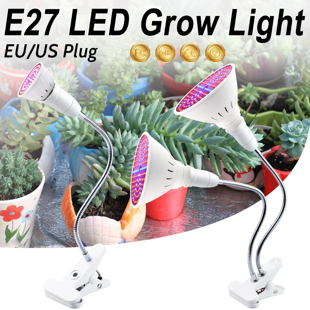 

E27 LED Phyto Clip Lamp 110V Plant Grow Light Full Spectrum Fitolampy 3W 5W 7W 15W 20W Hydroponic Bulb Seed Growth Tent Lighting
