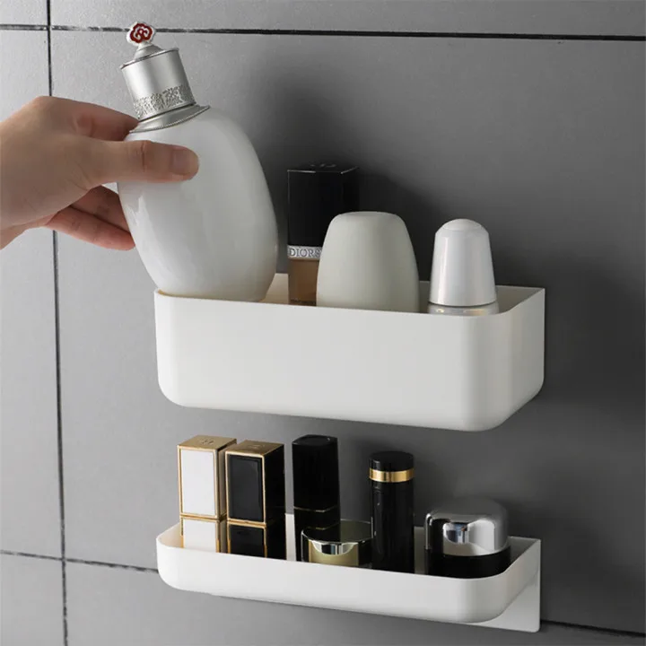 

Shower Caddy Self-Adhesive Bathroom Organizer Wall-Mounted Remote Holder No Drilling Kitchen Bathroom Storage Organizer
