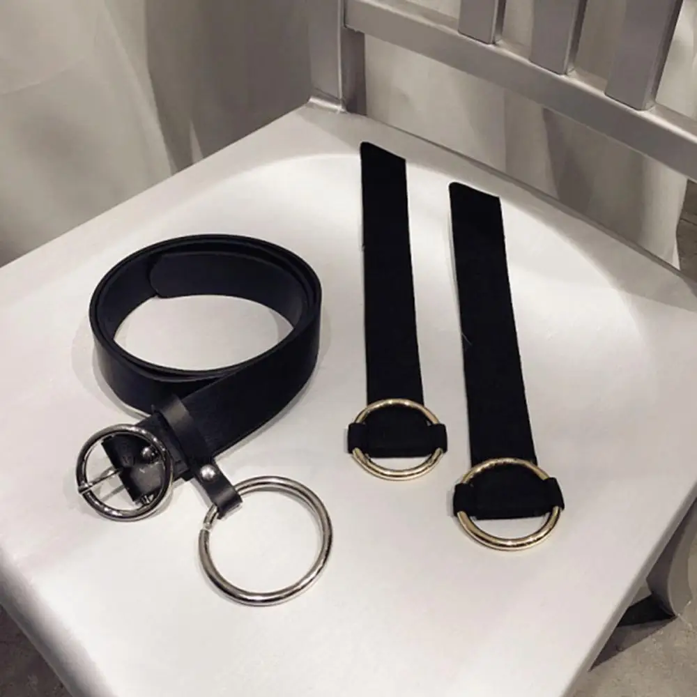 

Fashion Waistband Women New Style Adjustable Faux Leather Solid Color Circle Decor Pin Buckle Pants Waist Belt
