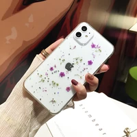 qianliyao real dried flowers soft tpu back cover for 11 pro max iphone 13 12 x 7 8 plus 6s phone case for iphone xr xs max cases