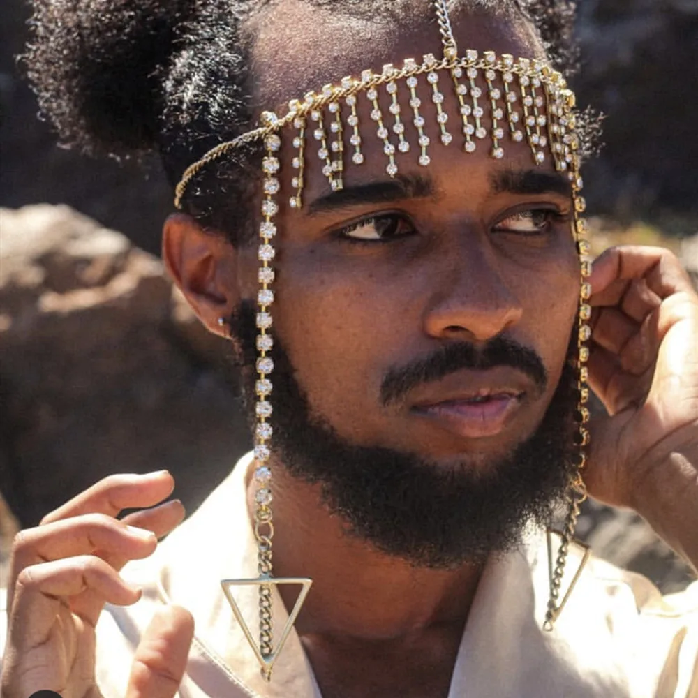 Женский головной убор ручной работы стразы цепочка на голову с кисточками и