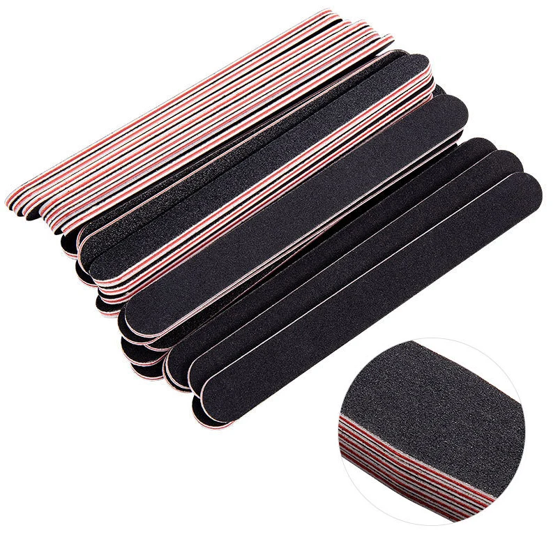 

50 Pcs Professional Sandpaper Polish Black Nail File Double Sides Sanding Nails Art Buffer Manicure Care Tools