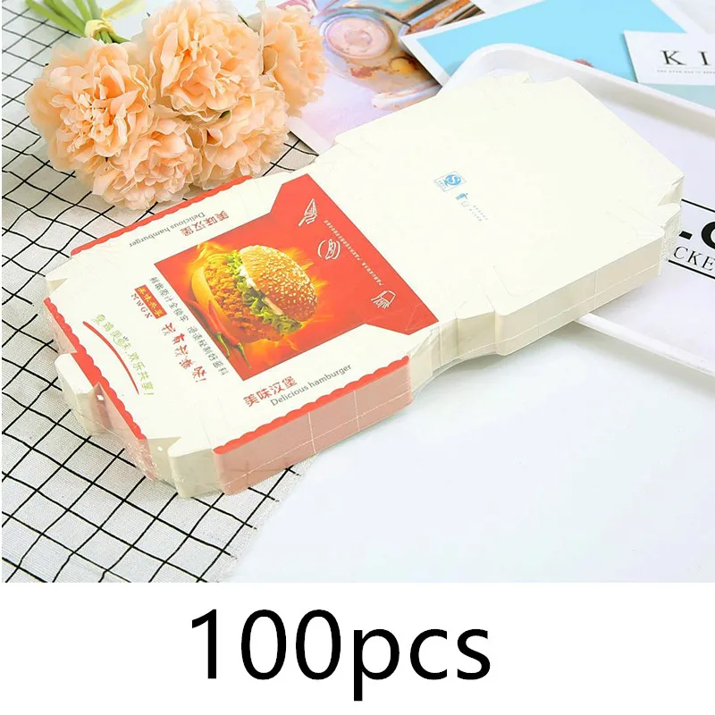 paper box7 100 шт креативная разносная бумага для гамбургера, чашки, вечерние закуски, контейнер для упаковки еды - Цвет: paper box7