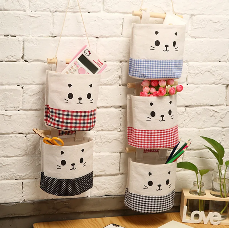 3 Pockets Wall Hanging Home Storage Bag Holder Wardrobe Sundries Container Door Pouch Decor Cosmetic Toys Organizer | Дом и сад