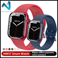 smart watch hw37 heart rate series 7 voice assistant bluetooth call 1 77 inch location sharing smartwatch pk hw22 w46 iwo13 hw16