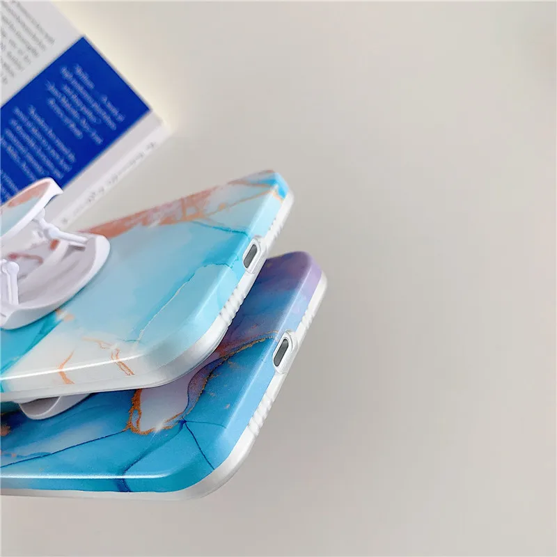 

Grip Stand Holder Colorful Marble Phone Case For iphone 12 Mini 11 Pro XS Max X XR SE 2020 8 7 Plus Cover Silicone Soft Back