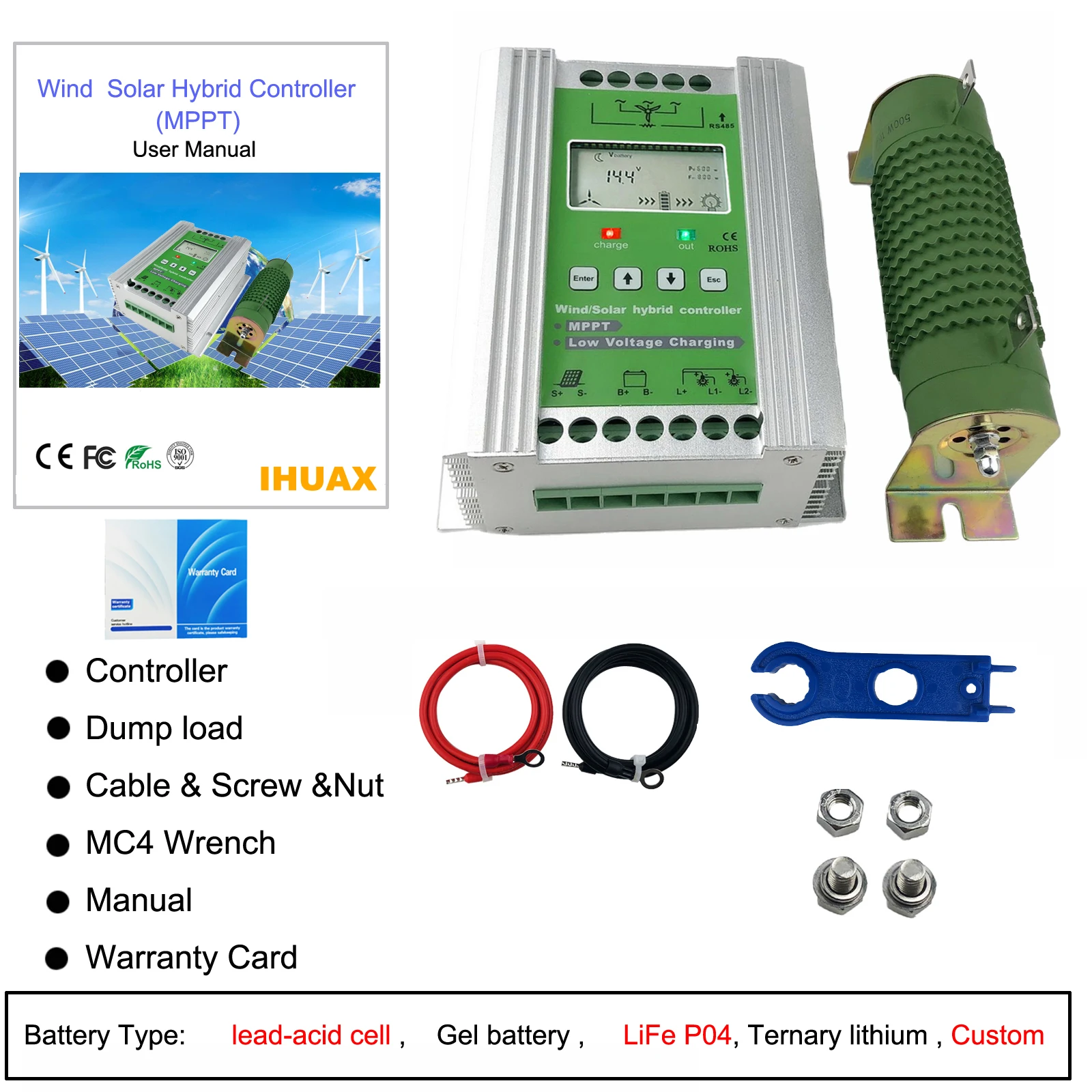 MPPT Wind Solar Hybrid system Controller 12V 24V 48v apply for1000w 800W 600W wind turbine generator +600W 800w solar panels |