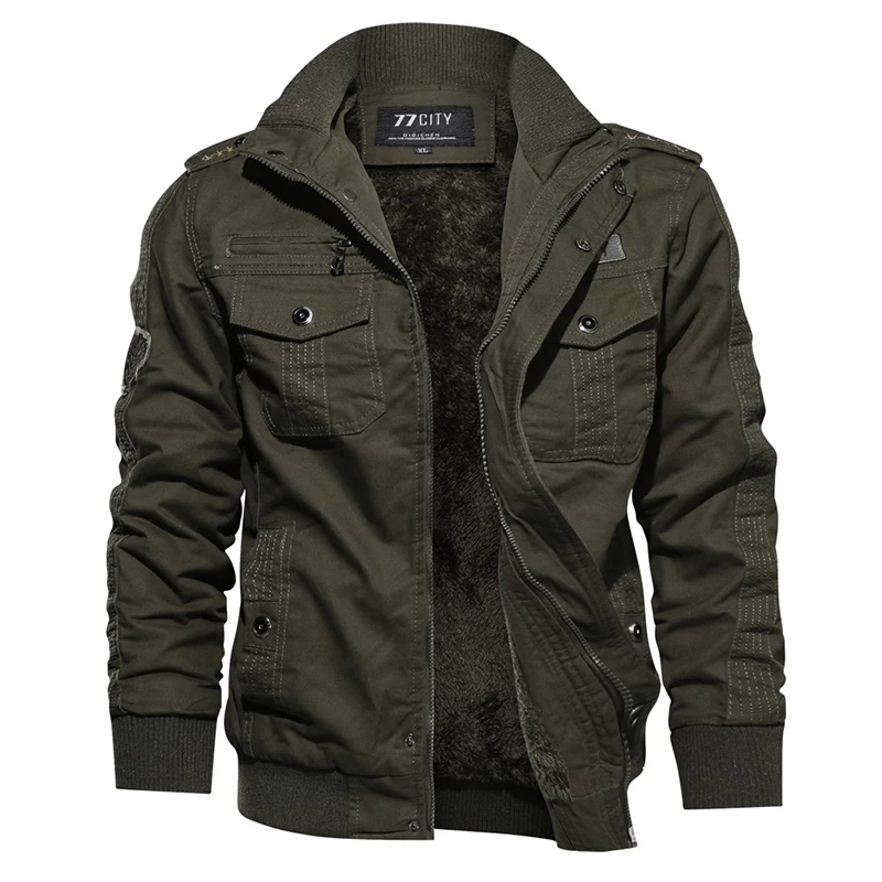 Мужская Зимняя Повседневная теплая куртка-бомбер из плотного флиса мужские