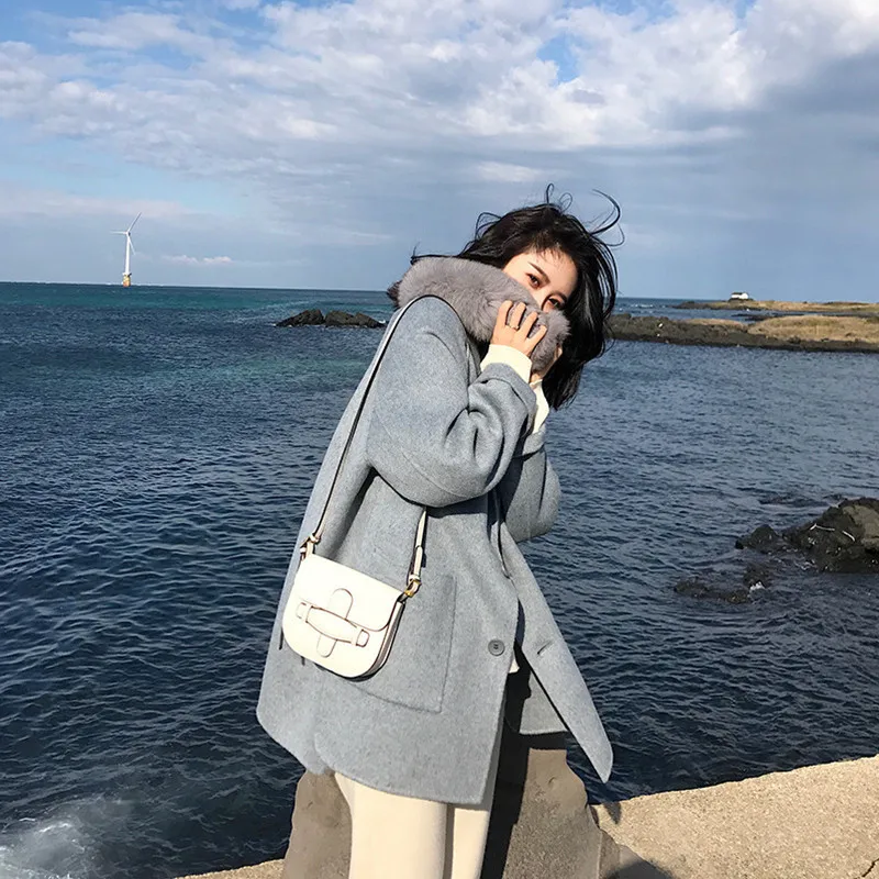 

2020 Women Autumn Winter Loose Full Sleeve Long Wool Coat Jacket Single Breasted Cardigan Overcoat Casual Cloak