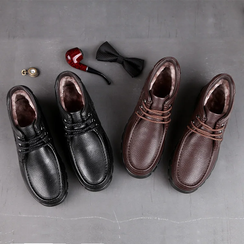 Новинка 2021 мужские зимние туфли Повседневные Классические черные или коричневые