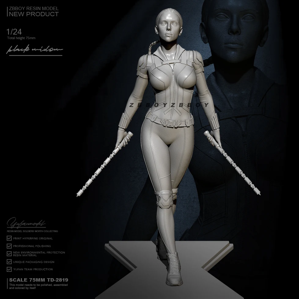 

75mm 1/24 Resin model kits figure beauty colorless and self-assembled TD-2819