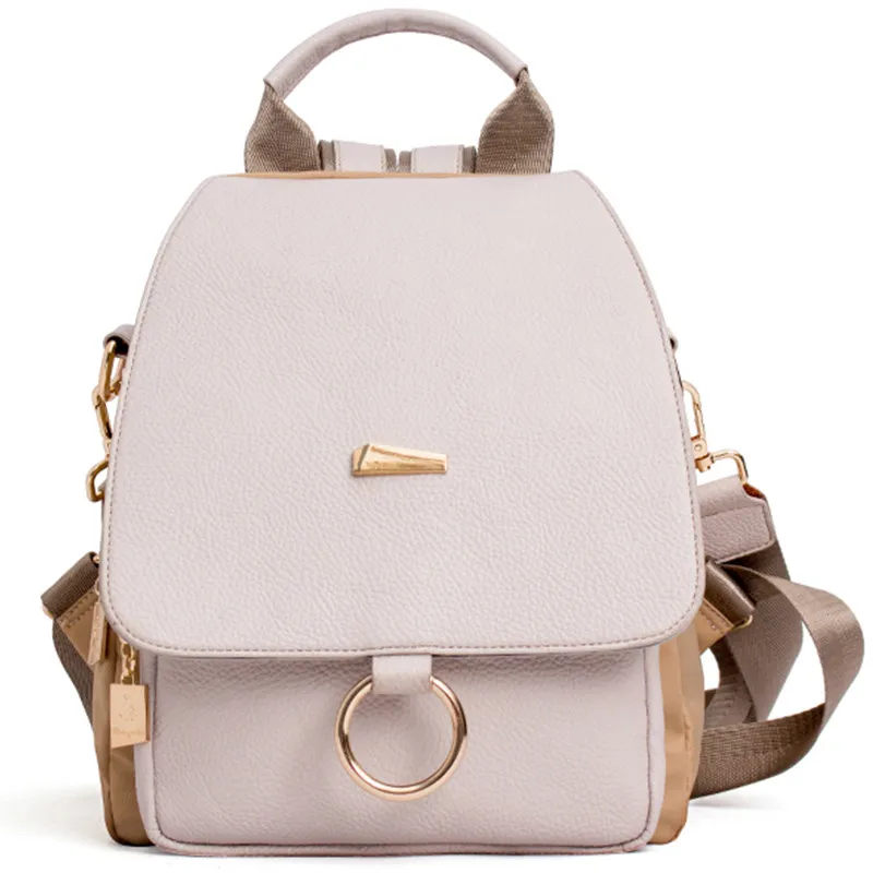 

Female Backpack Shoulder Bag Women Messenger PU Leather And Nylon Backpacks Travel Bags Mochila Vintage College School Bag Black