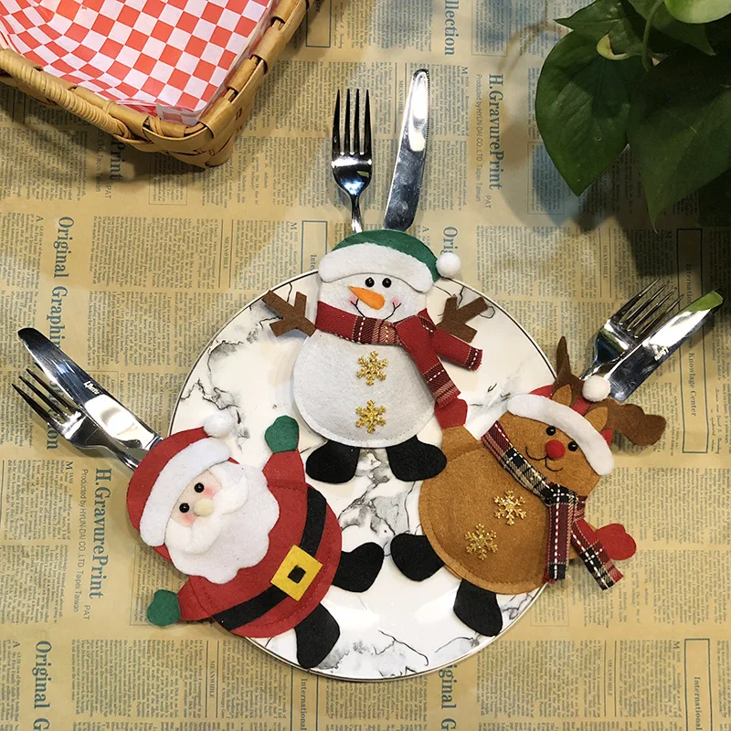 

2022 Christmas Tableware Set, Table Decoration,16cm Cute Santa Claus Knife and Fork Set, Creative Cartoon Party Hotel Decoration
