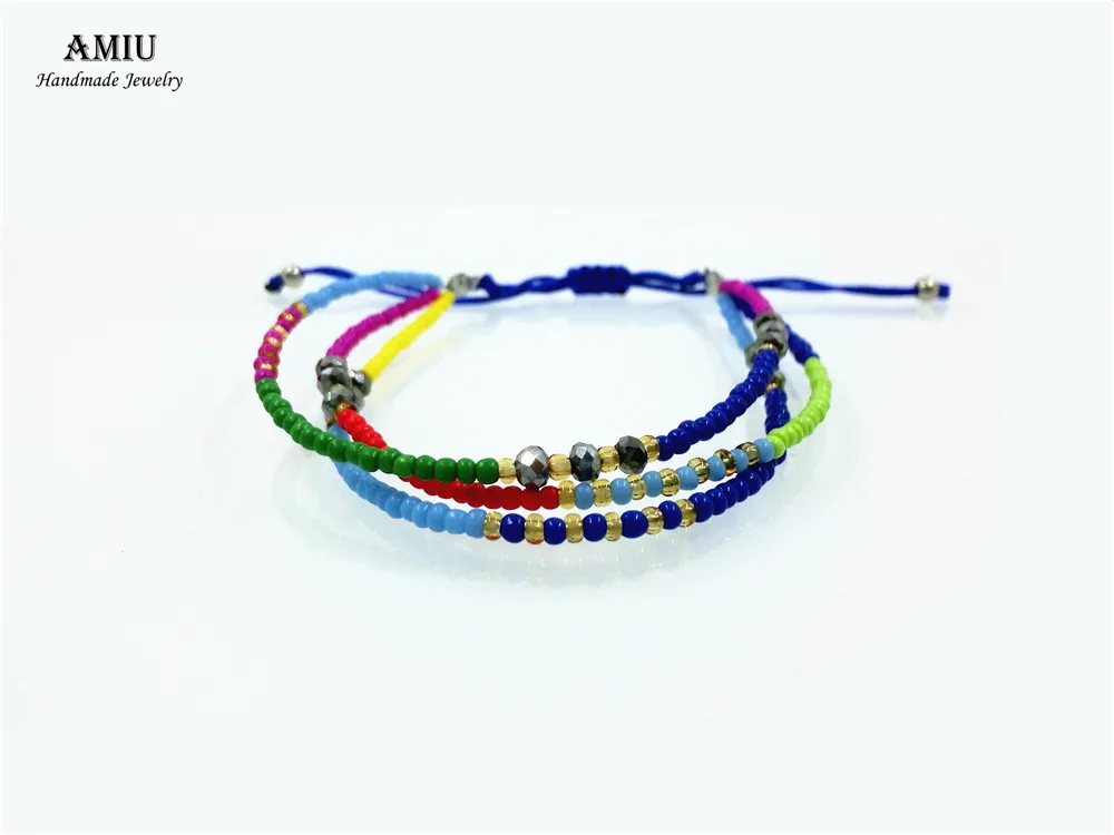 AMIU ручной работы хиппи бисер браслет дружбы браслеты с подвесками стеклянных