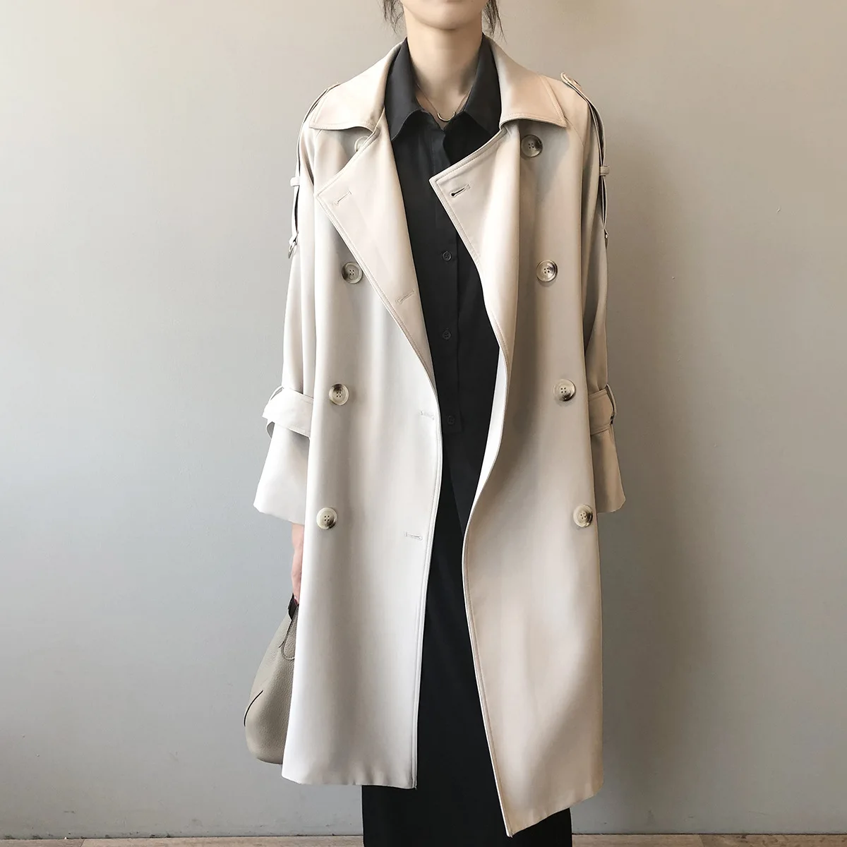 

Женский Тренч с поясом, длинный Тренч с отложным воротником, уличная одежда, 2020