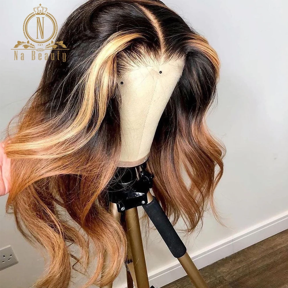 

Honey Blonde 13x6 Transparent Lace Front Wig 30 Inch Wig Body Wave Highlight Colored Wig 4/27 Ombre For Women Nabeauty 180%