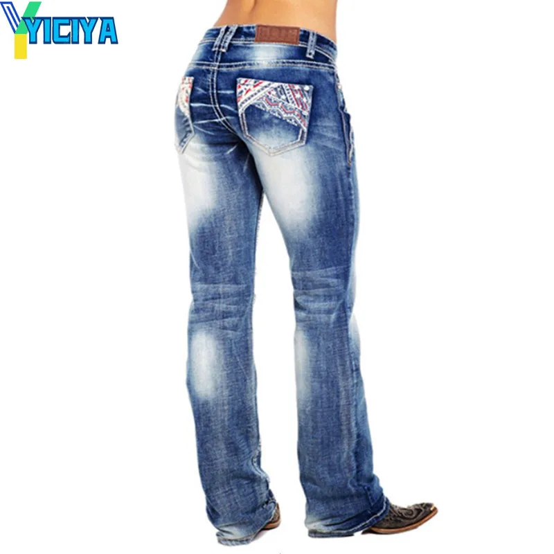 

2021 Hot Selling Women Washed Elements Embroidered High Waist Black Jeans Pants Woman's Jean Trousers Women Warm Streetwear