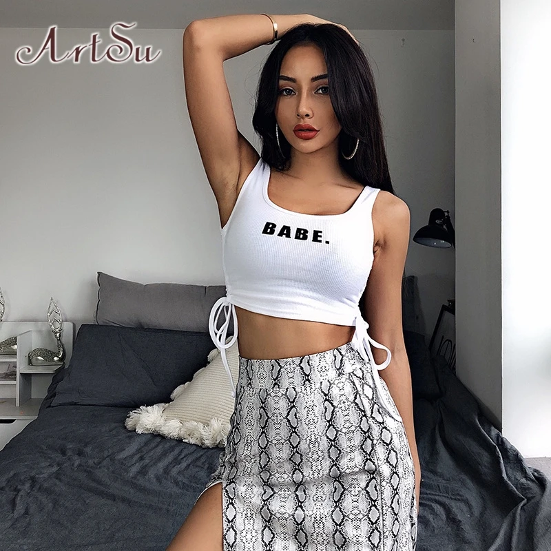 Арцу BABE печати юбка американка с белым топом на бретелях для женщин без рукавов