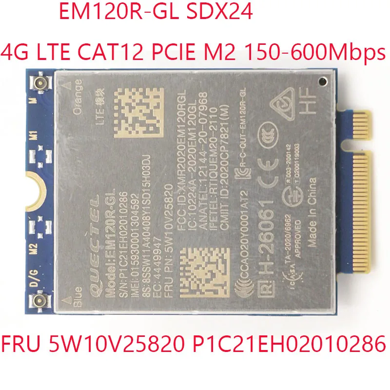 EM120R-GL SDX24 For Thinkpad P14s Gen 2 2021 20VX 20VY 5W10V25820 P1C21EH02010286 Quectel CAT12 M2 150-600Mbps 4G LTE 100%OK