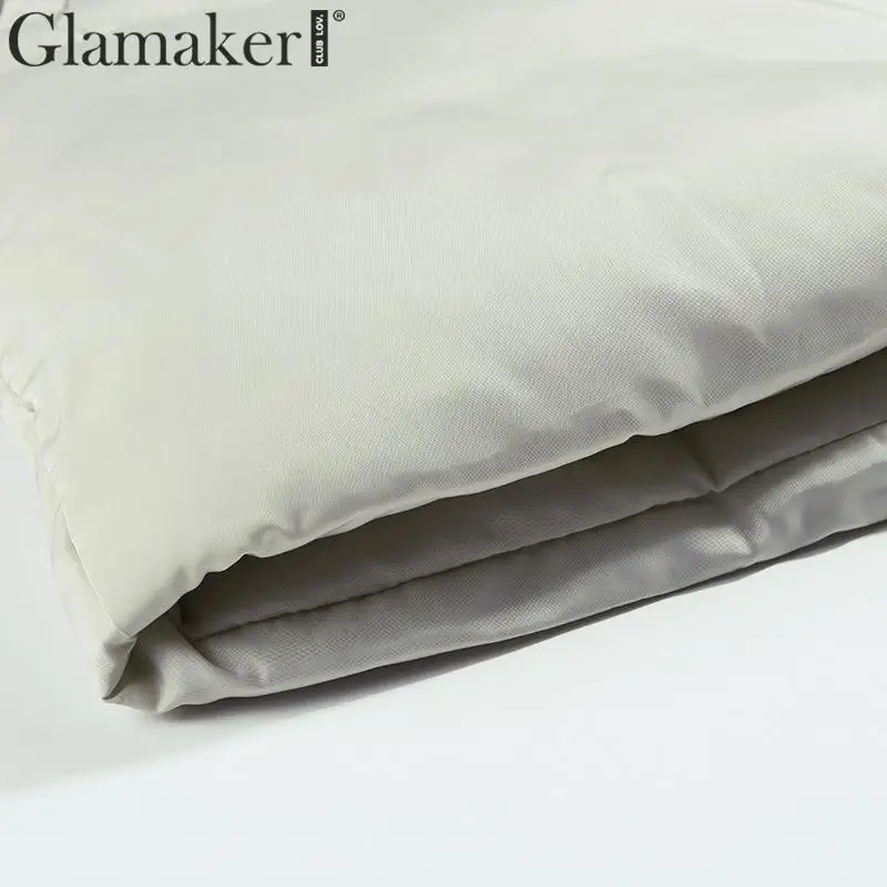 Glamaker сексуальный зимний теплый пуховик с капюшоном женский меховой воротник карман свободный пуховик уличная мягкая стеганая куртка