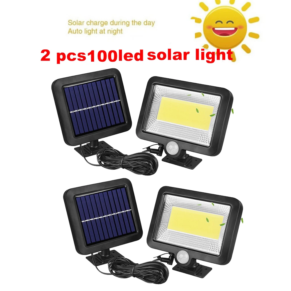 2/4pcs PIR Solar Powered LED Wall Lamp 100/56/30 LED/LEDs Lights Light Ray/Motion Sensor Motion Detection Path Garden | Лампы и