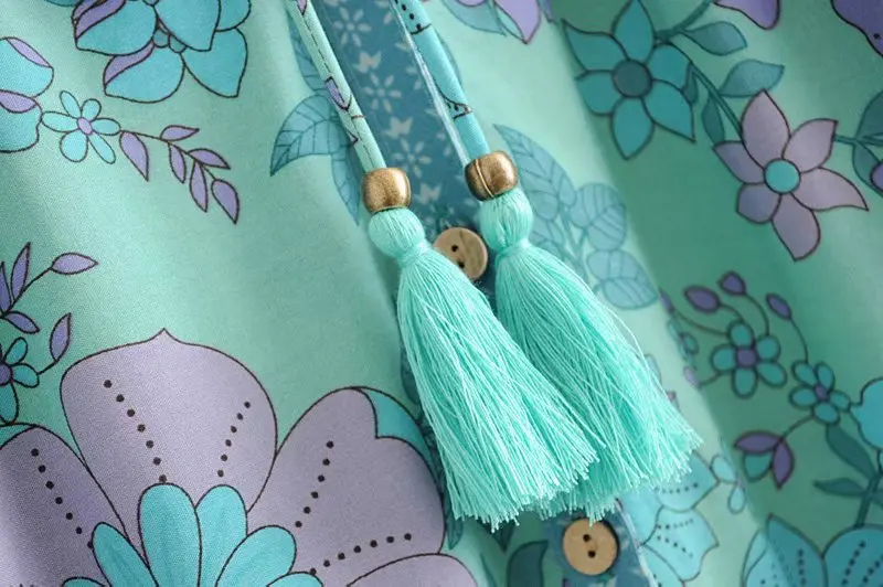 Женская блузка с бахромой винтажная коротким рукавом и v образным вырезом кимоно