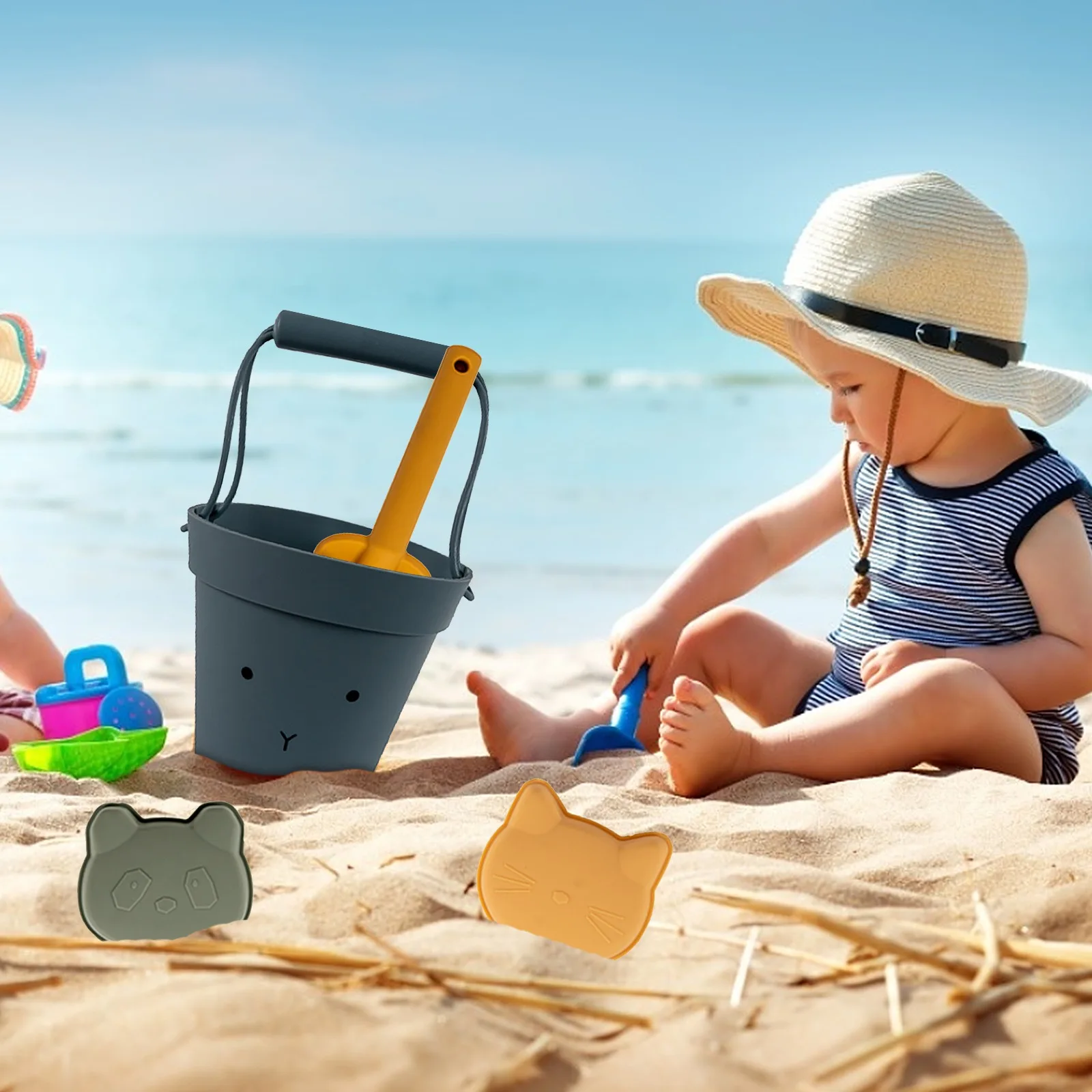 

6PCS Silicone Beach Toys Set Summer Water Play Children toys gift Mini Sand Digging Shovels Kits Outdoor Bucket Toy Set Sandbox