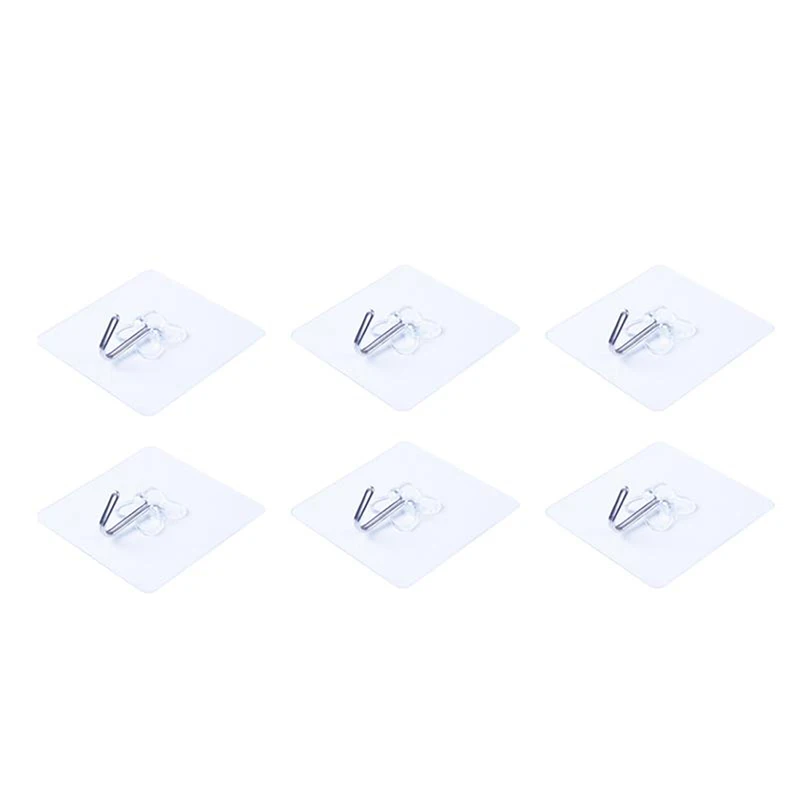 6pcs Durable Adhesive Hooks Strong Sticky Kitchen Wall Hanger Ceiling |