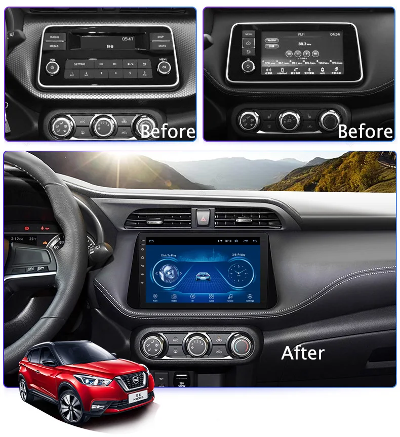 10,1 дюймов Android 8,1 Автомобильная dvd-навигационная система для Nissan kicks- Мультимедиа Радио DVD система