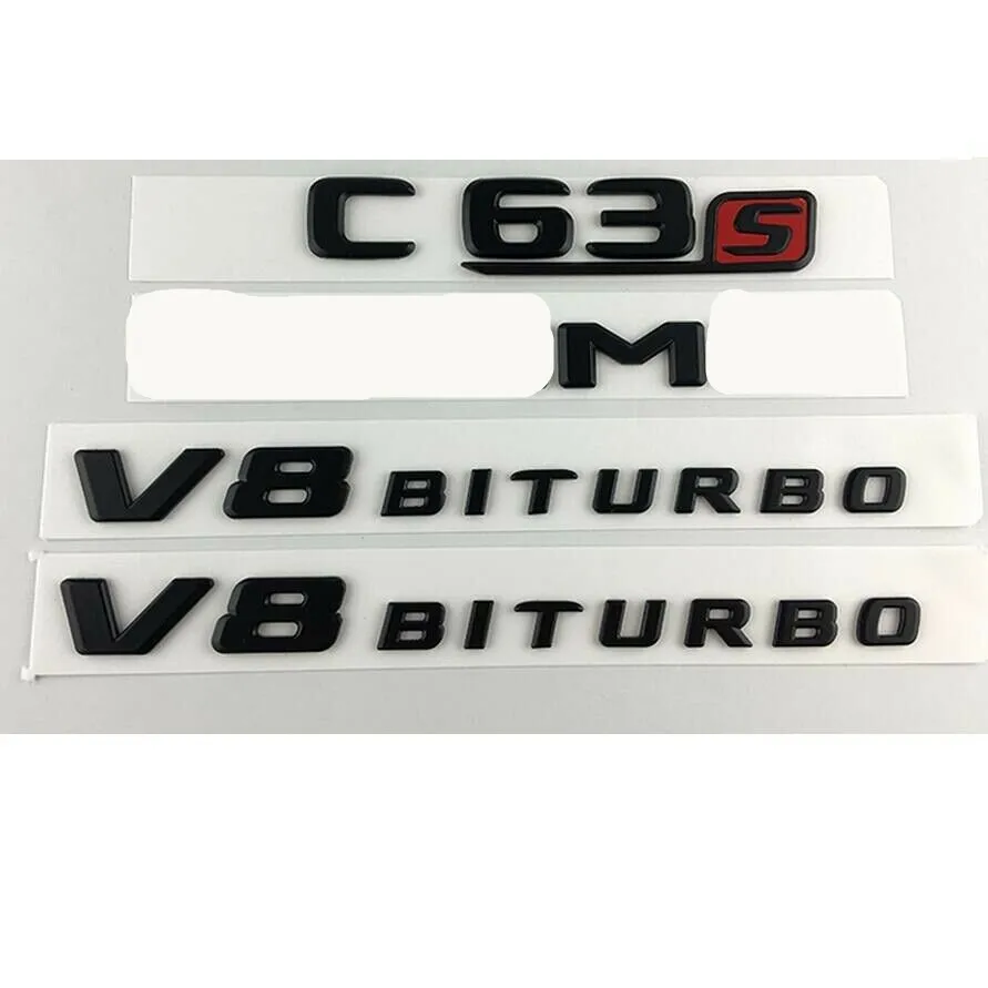 Черный для C63S AMG V8 BITURBO Багажник крыло значки эмблемы Mercedes Benz W205|Эмблемы| |