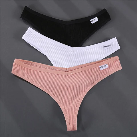 3PCS/Set Cotton G-string Panties Women's Underwear Sexy Panties Female Underpants Thong Women Solid Color Pantys Lingerie M-XL