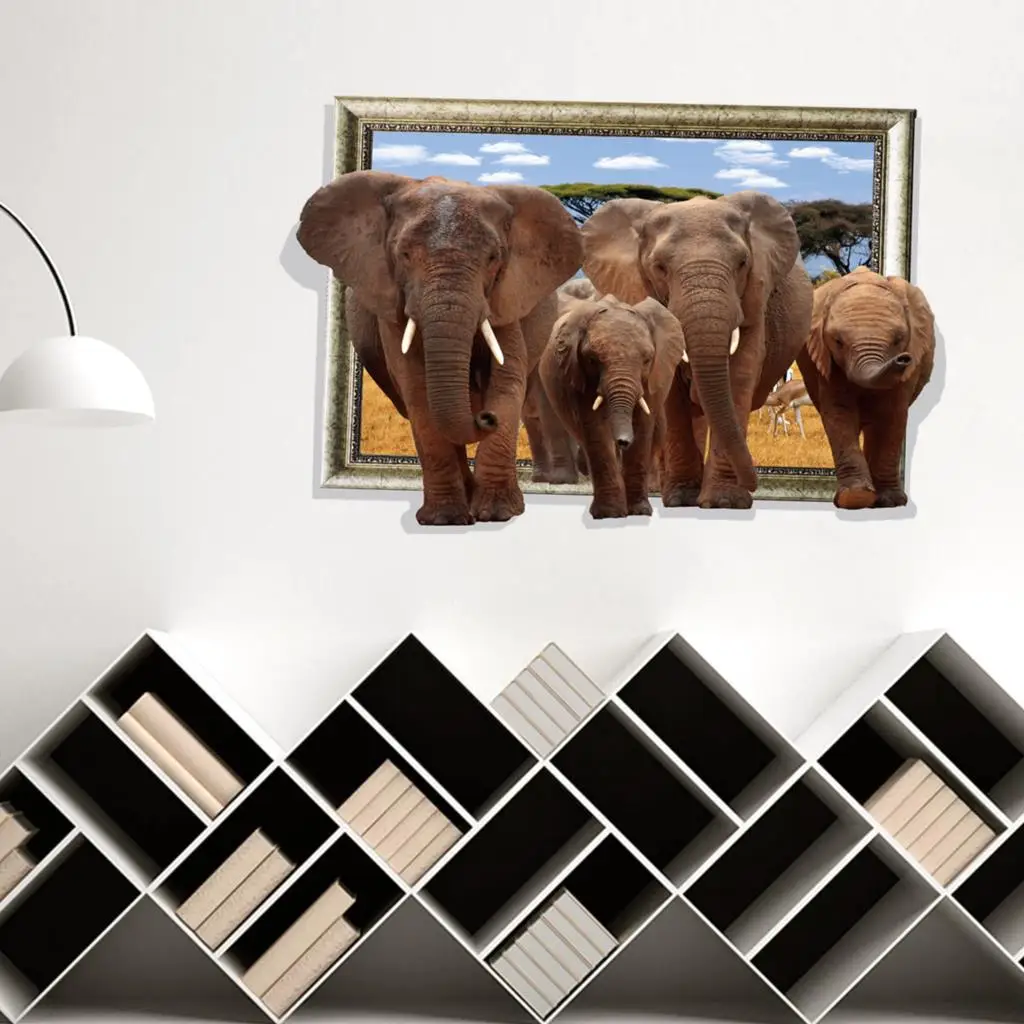 

Cartoon Mammoth Wall Decal Living Room Removable Mural For Baby's Rooms Wall Stickers Waterproof Wallpaper