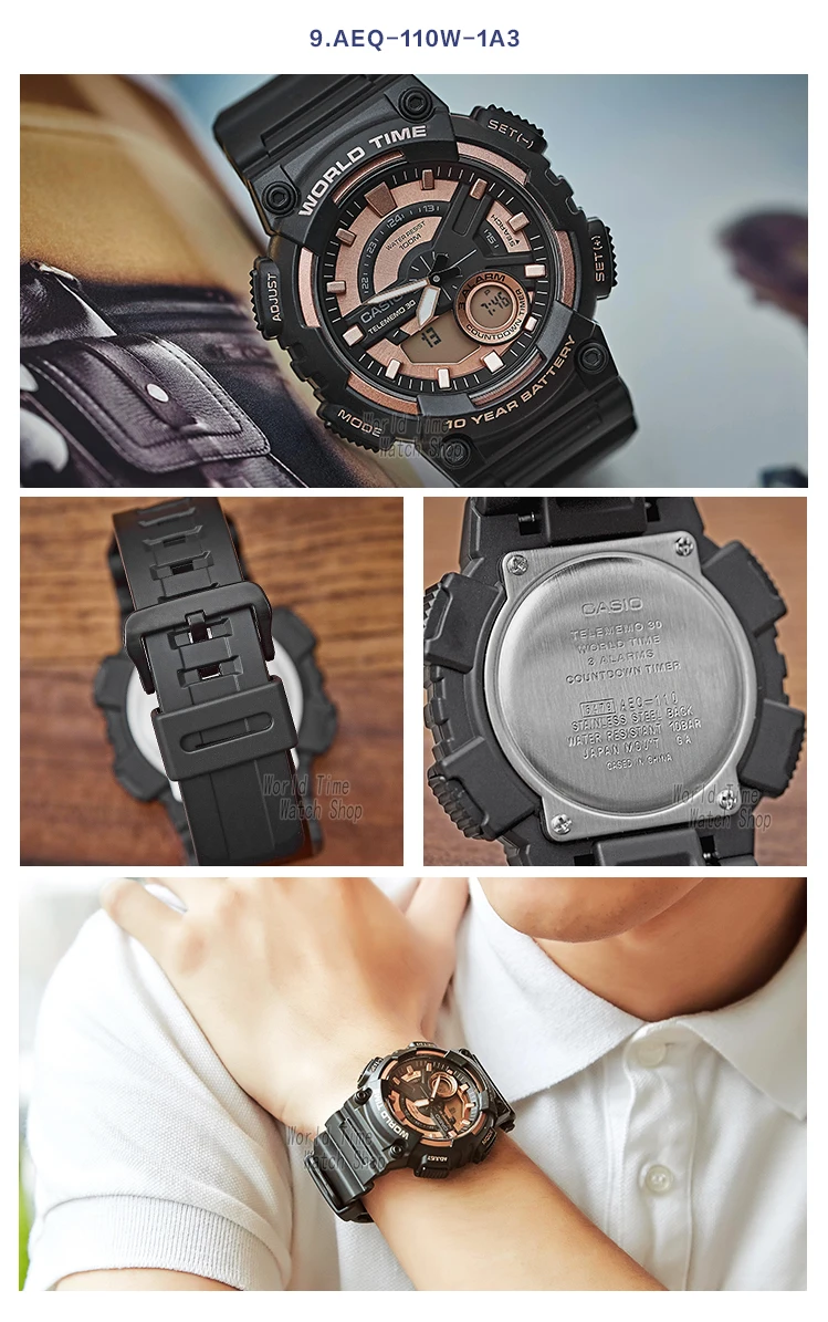 Casio часы Лучшие продажи взрыва часы мужчины установить лучший бренд класса люкс LED военный цифровые часы спортивные 100м Водонепроницаемые кварцевые мужские часы relogio masculino reloj hombre erkek kol saati AEQ100