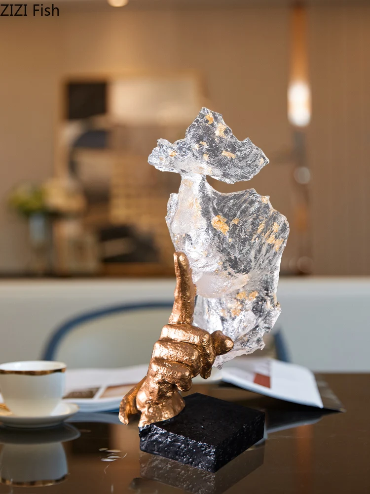 

Resin Portrait Sculpture Silence Is Golden Living Room Tabletop Decor Character Abstract Figure Statue Home Decoration Modern