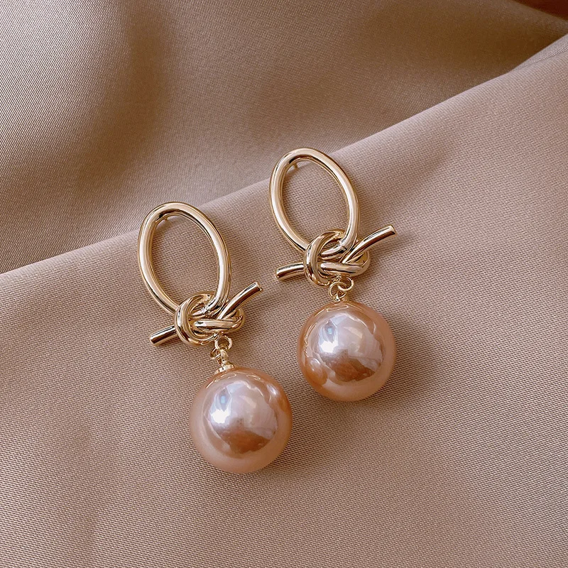 

Fashion Simple Versatile Earrings Female Jewelry Korean New Style Knot Pearl Earrings Exquisite