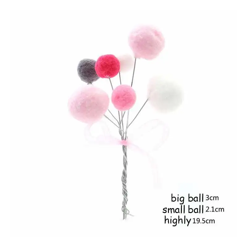 Разноцветный Топпер для кексов и тортов меховой плюшевый шар искусственная