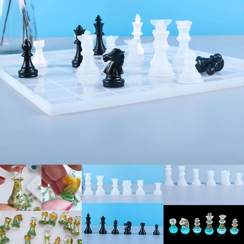 

NOT AS LONG diy glue mold three-dimensional chess silicone mold large, medium and small chess board silicone mold mirror resin