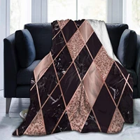 fleece throw blanket rose gold marble pink black geometric soft blankets decorative warm cozy plush sofa chair bed couch