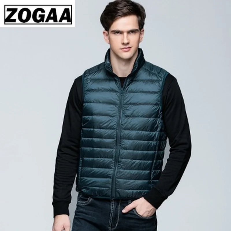 ZOGAA 2019 новый зимний мужской жилет на утином пуху ультра легкий Свободный без