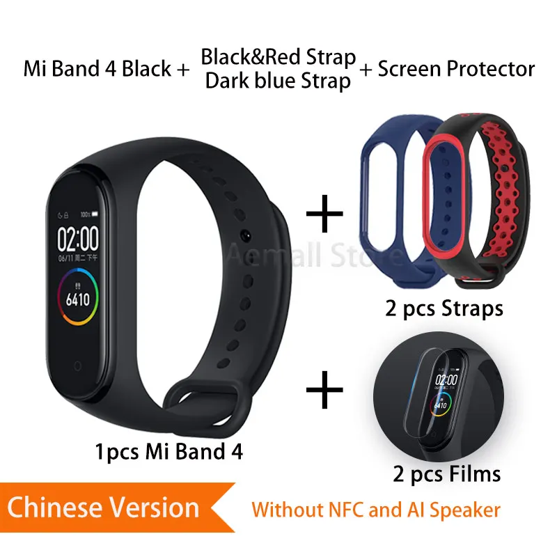 CNYDBlackredDarkblue Глобальная версия Xiaomi mi 4 Смарт-часы браслет mi Band 4 браслет сердечного ритма фитнес цветной экран Bluetooth 5,0 китайский - Цвет: CNYDBlackredDarkblue