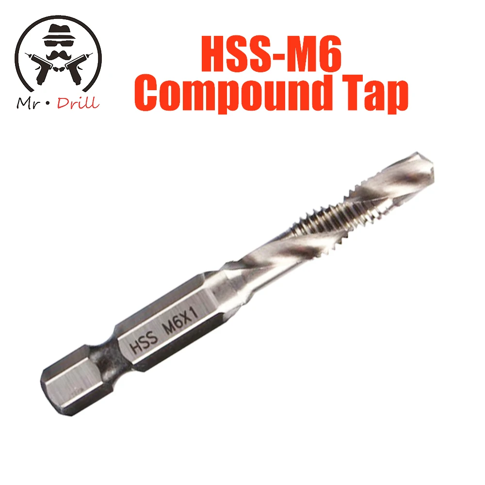 Метчик с шестигранным хвостовиком из быстрорежущей стали 4341 винтовой спиральный