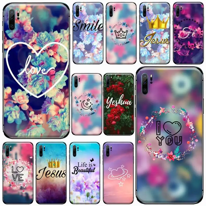 

Love flower text Phone Case For Huawei honor Mate P 9 10 20 30 40 Pro 10i 7 8 a x Lite nova 5t