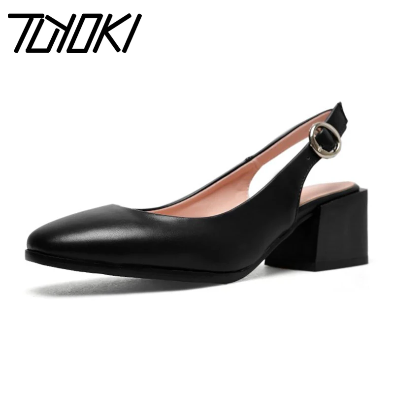 

Tuyoki 2020 Women Pu Leather Spring Pumps Square Toe Fashion Buckle Chunky Heels Shoes Women Office Work Footwear Size 32-43